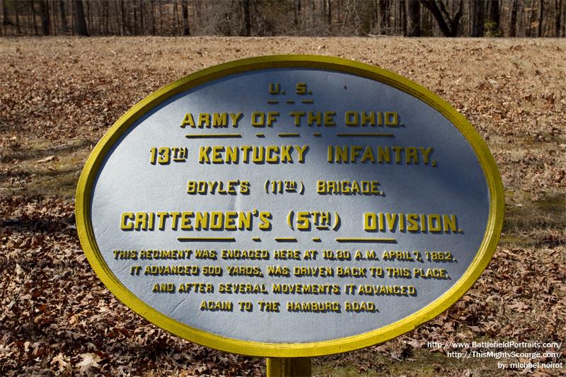 Locatie-aanduiding 13th Kentucky Infantry (U.S.)