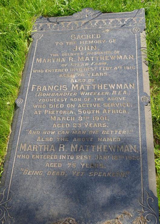 Remembrance Text Francis Matthewman