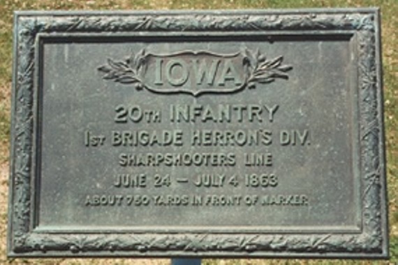 Positie-aanduiding Scherpschutterslinie 20th Iowa Infantry (Union)