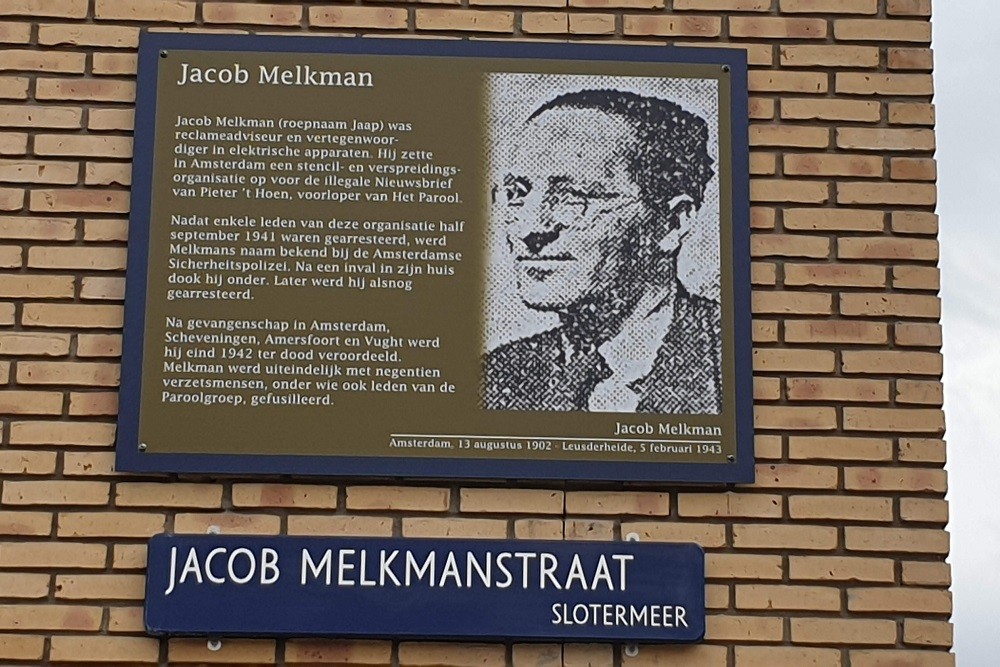 Memorial Plates Slotermeer Jacob Melkmanstraat