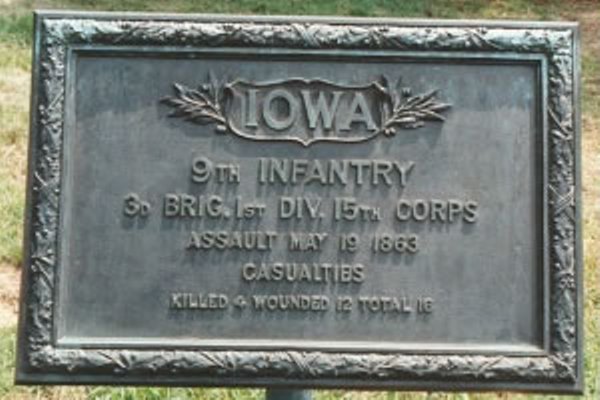 Positie-aanduiding Aanval van 9th Iowa Infantry (Union)