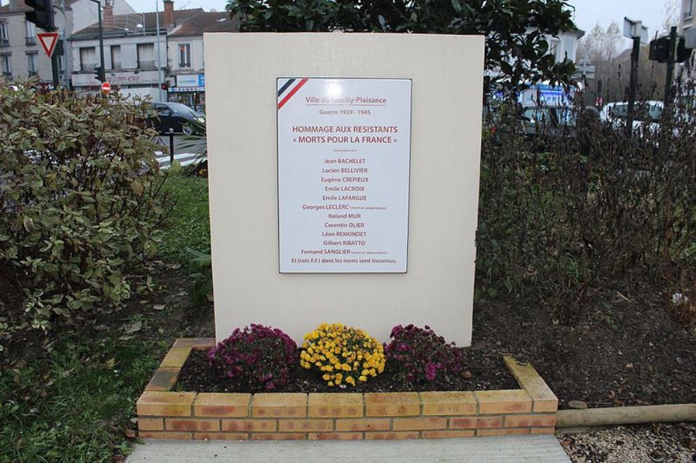 Memorial Killed Resistance Fighters Neuilly-Plaisance