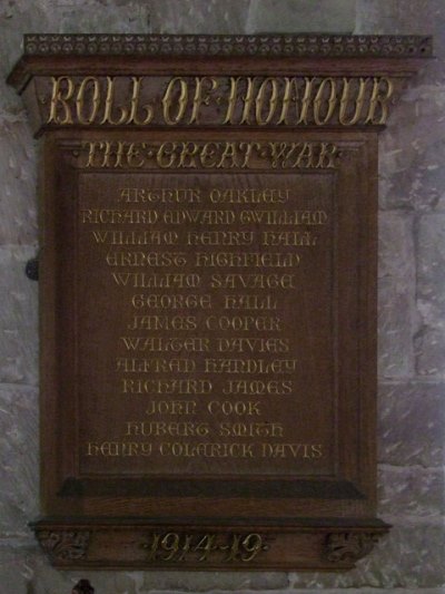 Roll of Honour St. Mary and All Saints Church