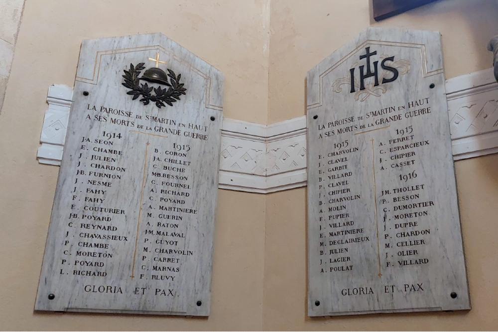 Oorlogsmonument glise Sainte Thrse Enfant Jesus de Saint-Martin-en-Haut #3