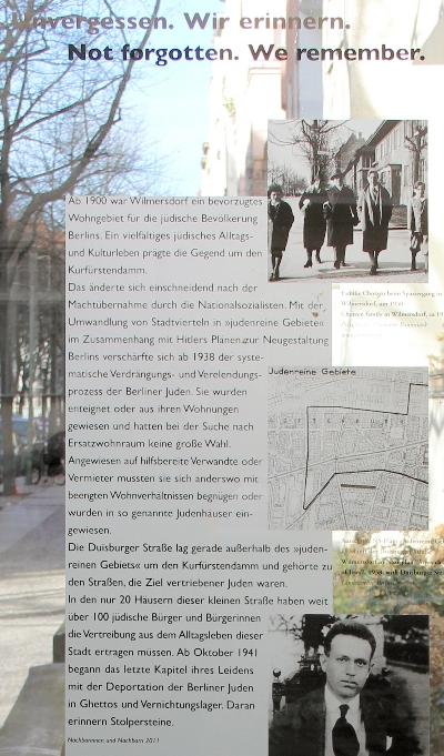 Memorial Jewish Residents Duisburger Strae