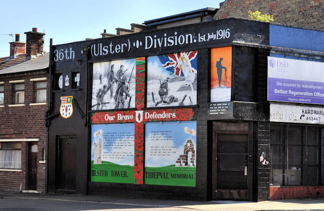 Muurschildering 36th (Ulster) Division