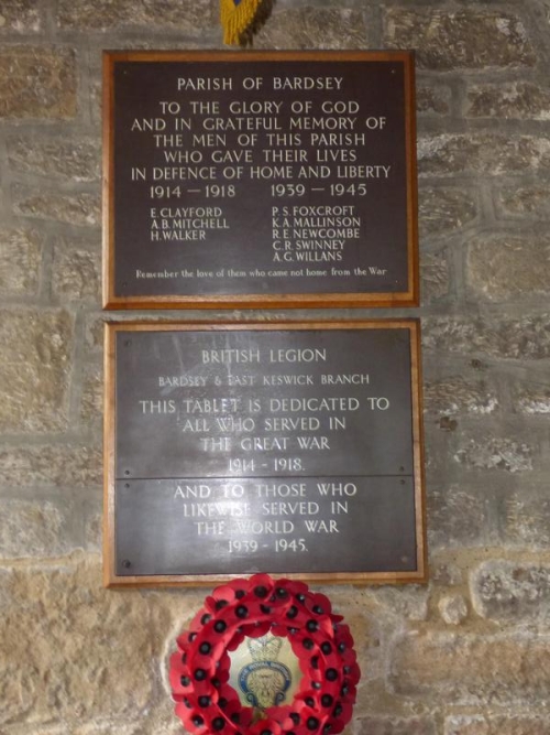 Herdenkings Plaquettes All Hallows Church Bardsey