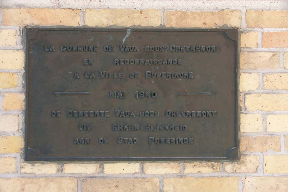 Memorial Plaque Relief of Inhabitants of Vaux-sous-Chvremont May 1940 Poperinge #1