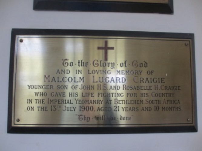 Memorial Malcolm Lugard Craigie