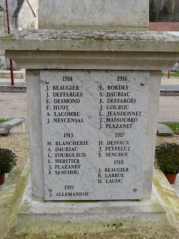 War Memorial Manzac-sur-Vern