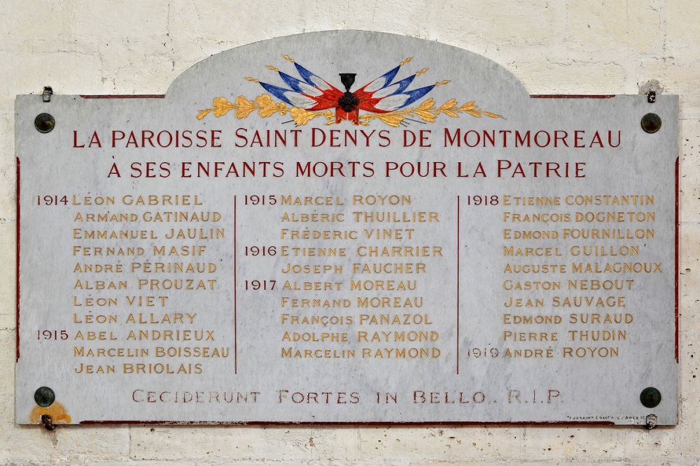 Monument Eerste Wereldoorlog Parochie van Saint Denys de Montmoreau
