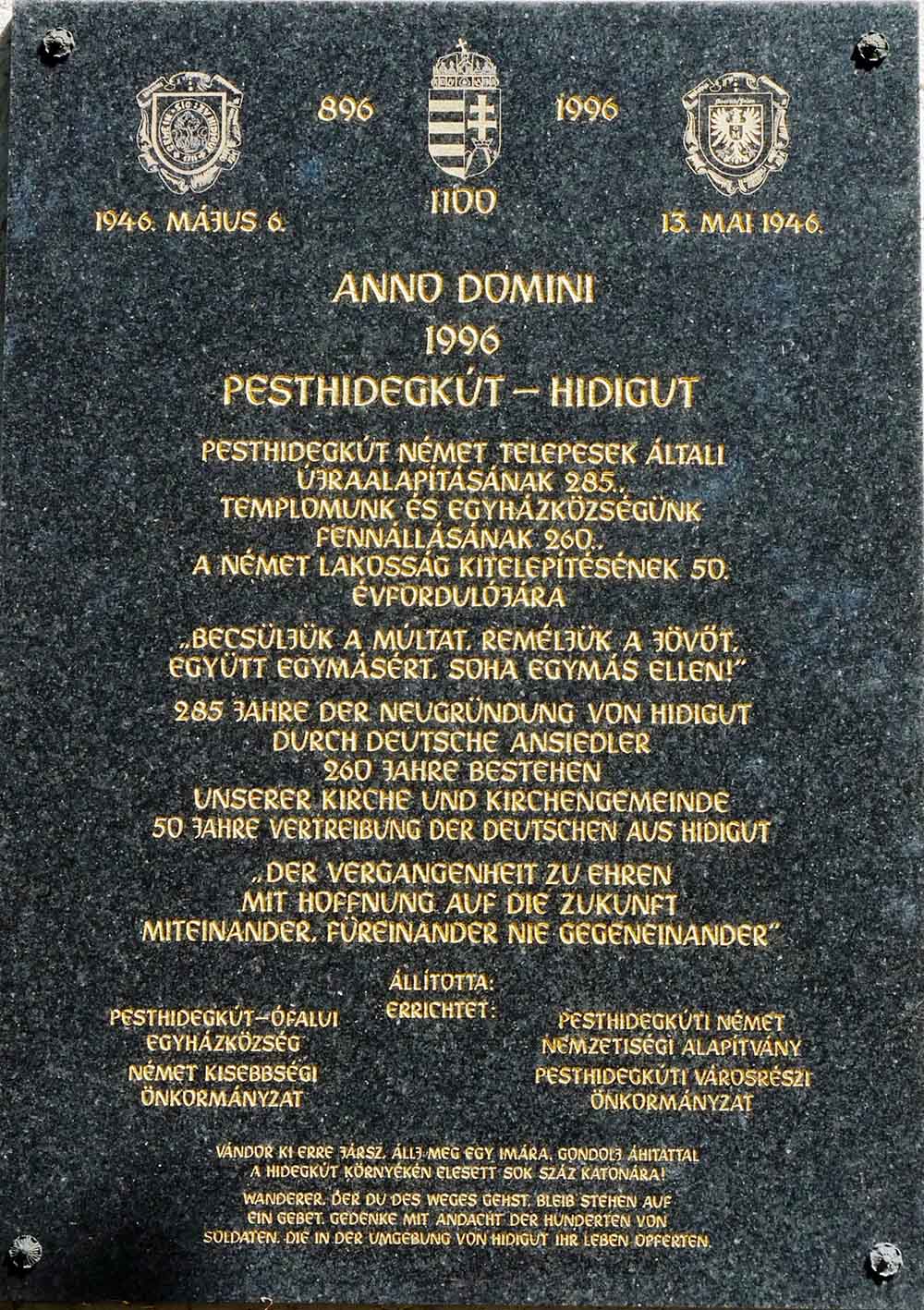 Memorial Ethnic Germans Pesthidegkut