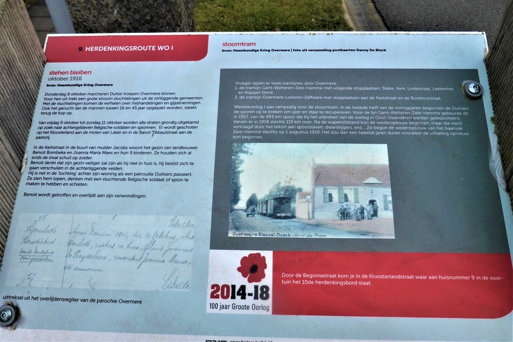 Memorial Route 100 years Great War - Information Board 9