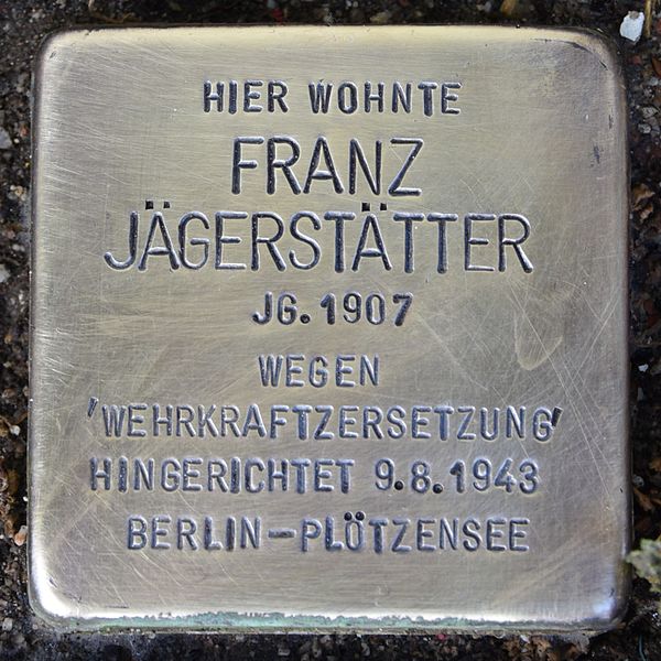 Stumbling Stone Franz Jgersttter Platz