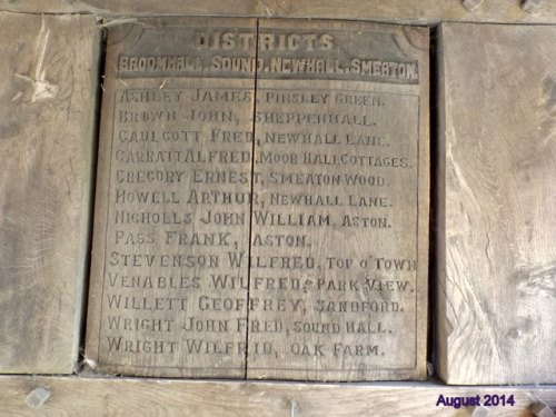 World War I Memorial Districts Broomhall, Sound, Newhall and Smeaton
