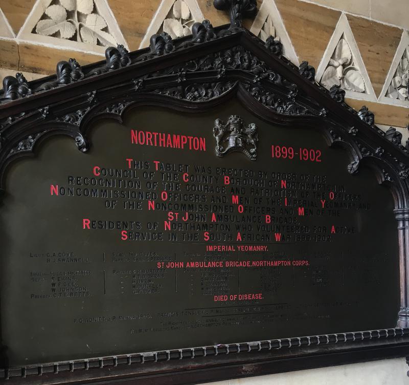 Memorials Anglo-Boer War The Guildhall Northampton