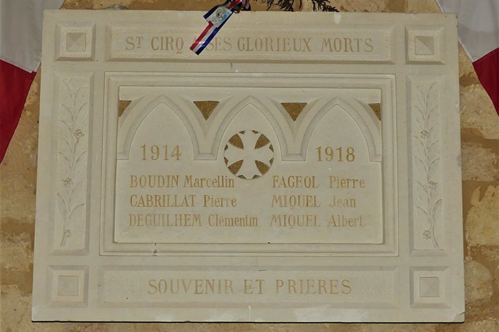 World War I Memorial Saint-Cirq Church