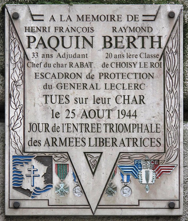 Memorial Henri Franois Paquin and Raymond Berth