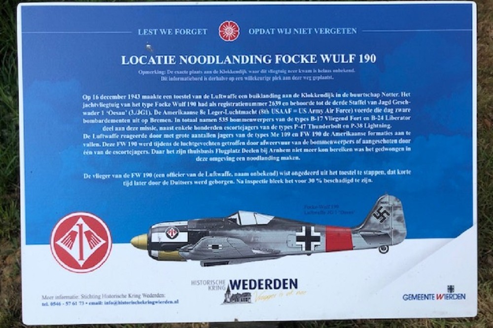 Crash Site Focke Wulf 190 Klokkendijk Wierden
