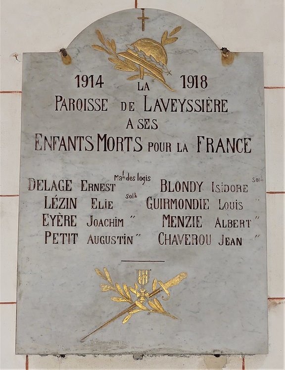 Monument Eerste Wereldoorlog Parochie van Laveyssire