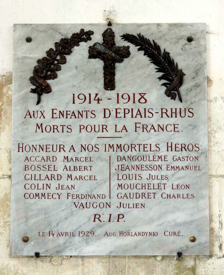 Monument Eerste Wereldoorlog piais-Rhus