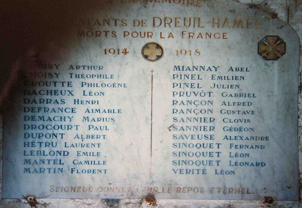 Monument Eerste Wereldoorlog Dreuil-Hamel