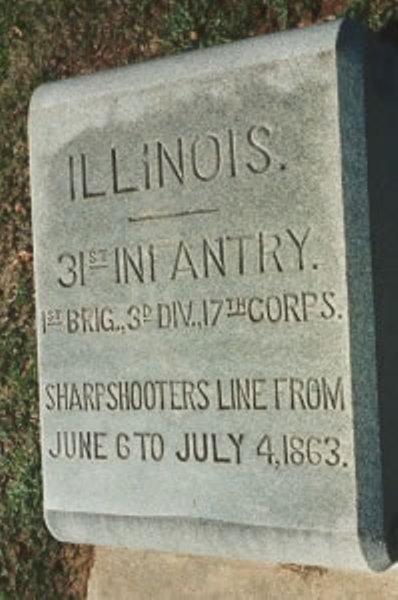 Positie-aanduiding Scherpschutterslinie 31st Illinois Infantry (Union)
