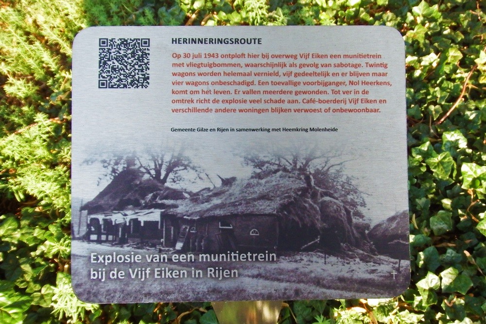 Herinneringsroute Tweede Wereldoorlog Munitietrein in Rijen Gexplodeerd
