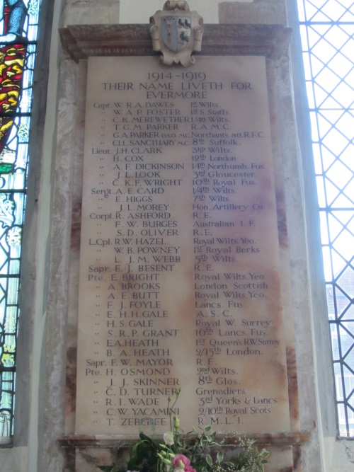 Memorials St Thomas & St Edmund's Salisbury