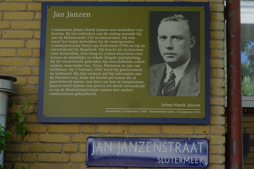 Herdenkingsborden Slotermeer Jan Janzenstraat
