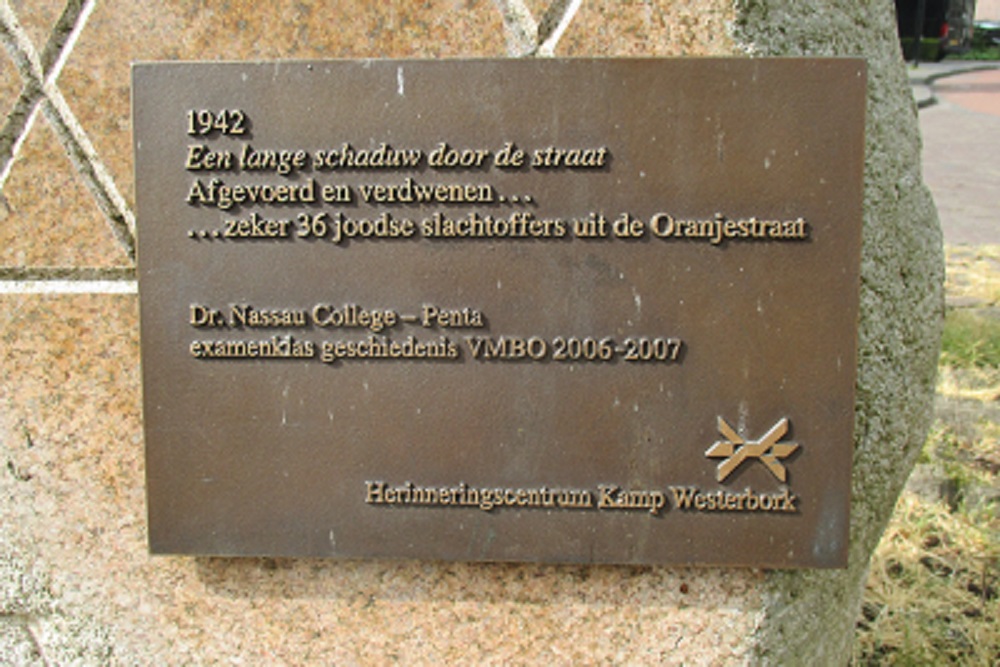 Monument Weggevoerde Joden Oranjestraat #4