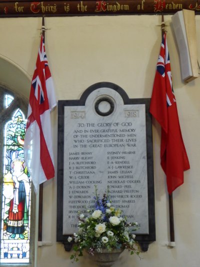 Oorlogsmonument St. Just in Roseland Church