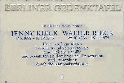 Gedenkteken Jenny en Walter Rieck