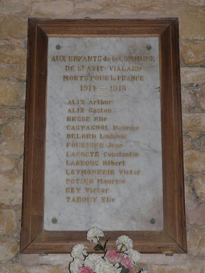 Oorlogsmonument Kerk Saint-Avit-de-Vialard
