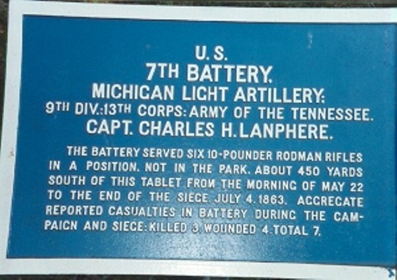 Positie-aanduiding 7th Battery Michigan Light Artillery (Union)