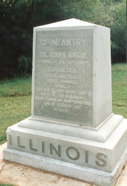 13th Illinois Infantry & 126th Illinois Infantry (Union) Monument