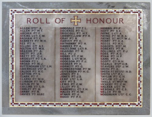 Roll of Honour St. Paul Church
