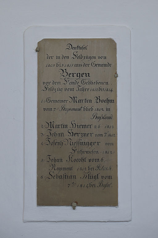 Memorial Wars 1805-1815 Bergen bei Neuburg