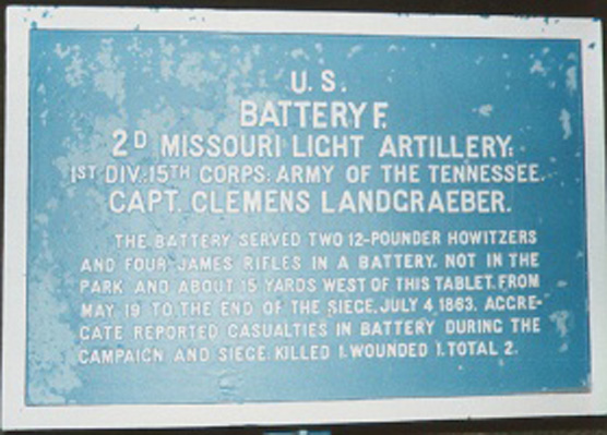 Position Marker 2nd Missouri Light Artillery, Battery F (Union)