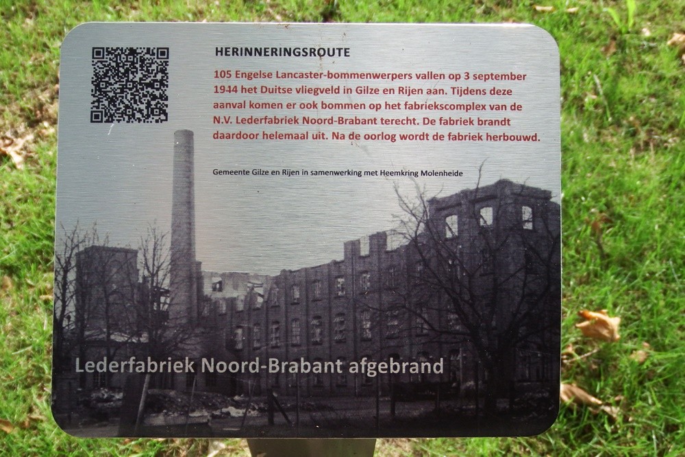 Herinneringsroute Tweede Wereldoorlog Lederfabriek Noord-Brabant Afgebrand in Rijen