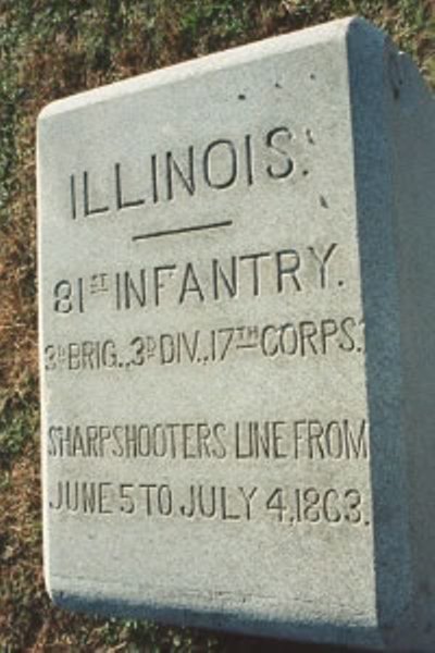 Positie-aanduiding Scherpschutterslinie 81st Illinois Infantry (Union)