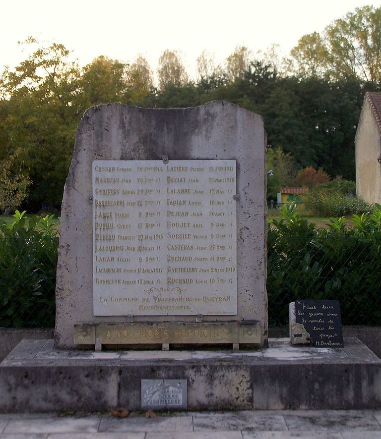 Monument Eerste Wereldoorlog Villefranche-du-Queyran