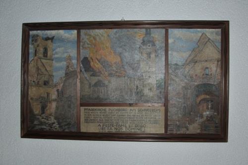 Schilderij Verwoesting Kerk Puchberg am Schneeberg