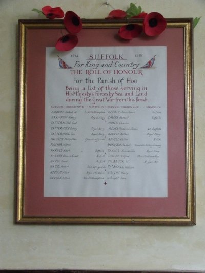 Roll of Honour St. Andrew and St. Eustachius Church