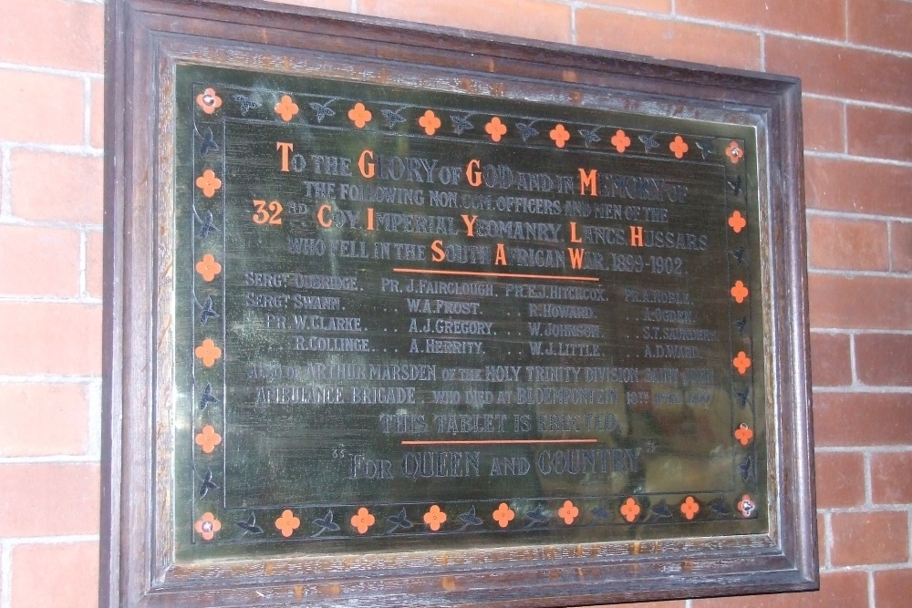 Boer War Memorial 32nd Coy. Imperial Yeomanry Lancs. Hussars