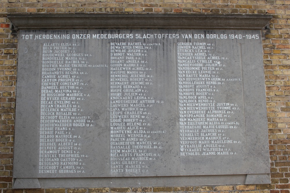 Memorials Civilian Victims WW I and WW II - French and British Soldiers WW I