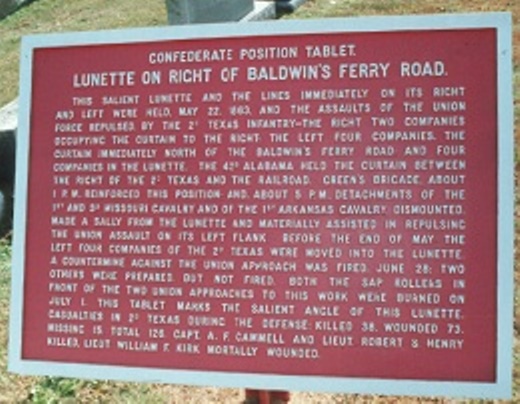 Position Marker Baldwin's Ferry Road Lunette (Confederates)