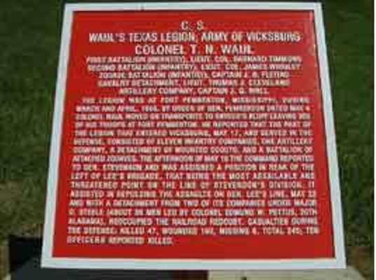 Position Marker Waul's Texas Legion (Confederates)