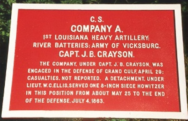 Position Marker 1st Louisiana Heavy Artillery, Company A (Confederates)
