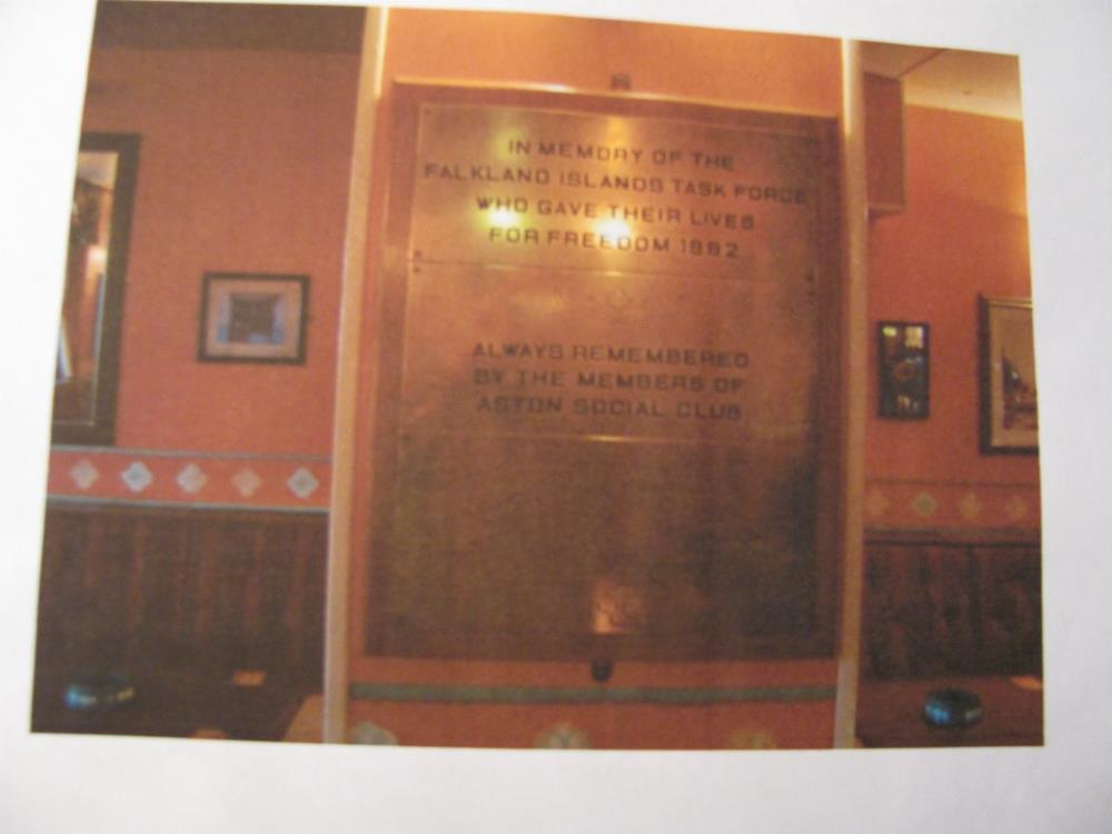 Monument Falkland-oorlog Aston Social Club